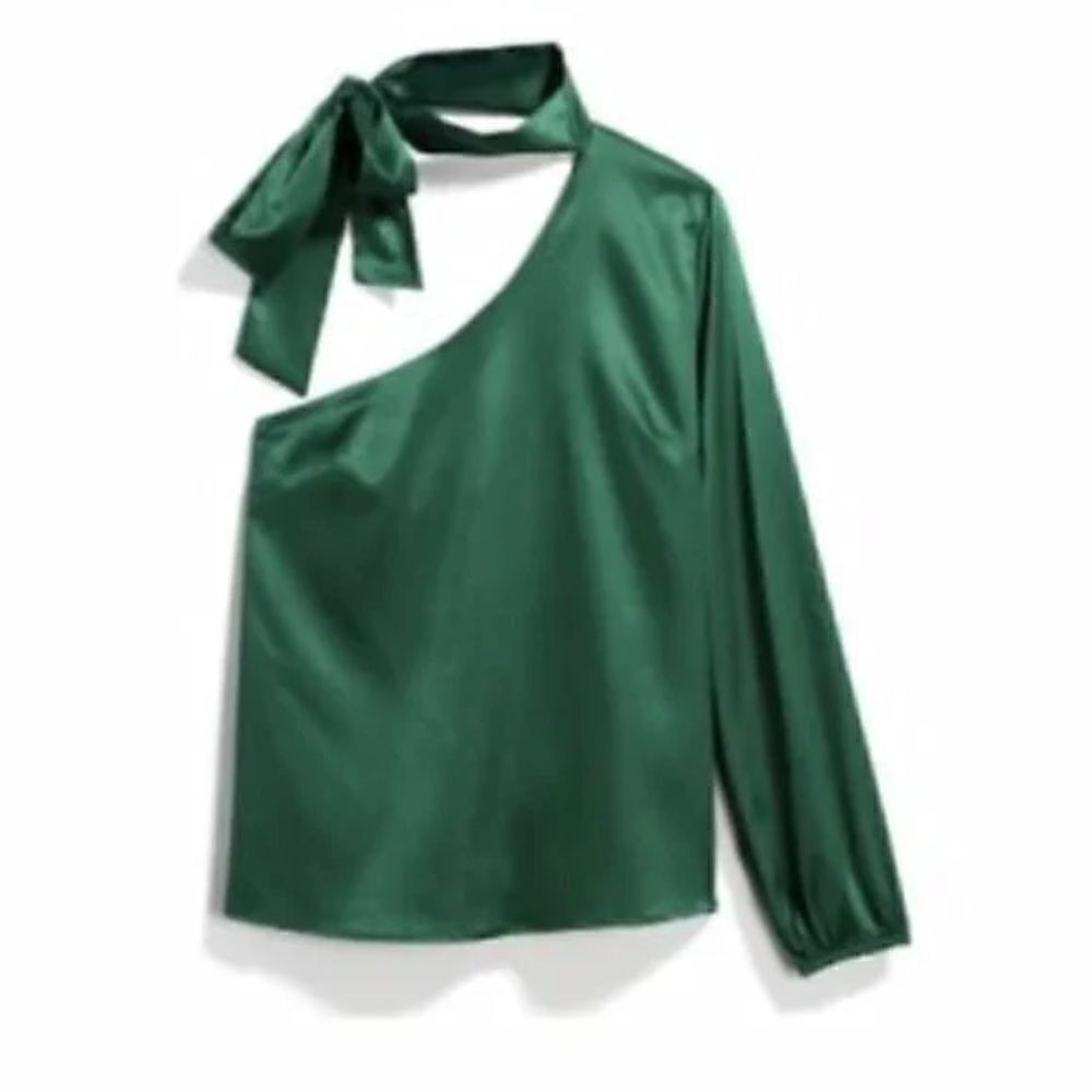 NWT NSR Emerald Green Jazzy One Shoulder Blouse